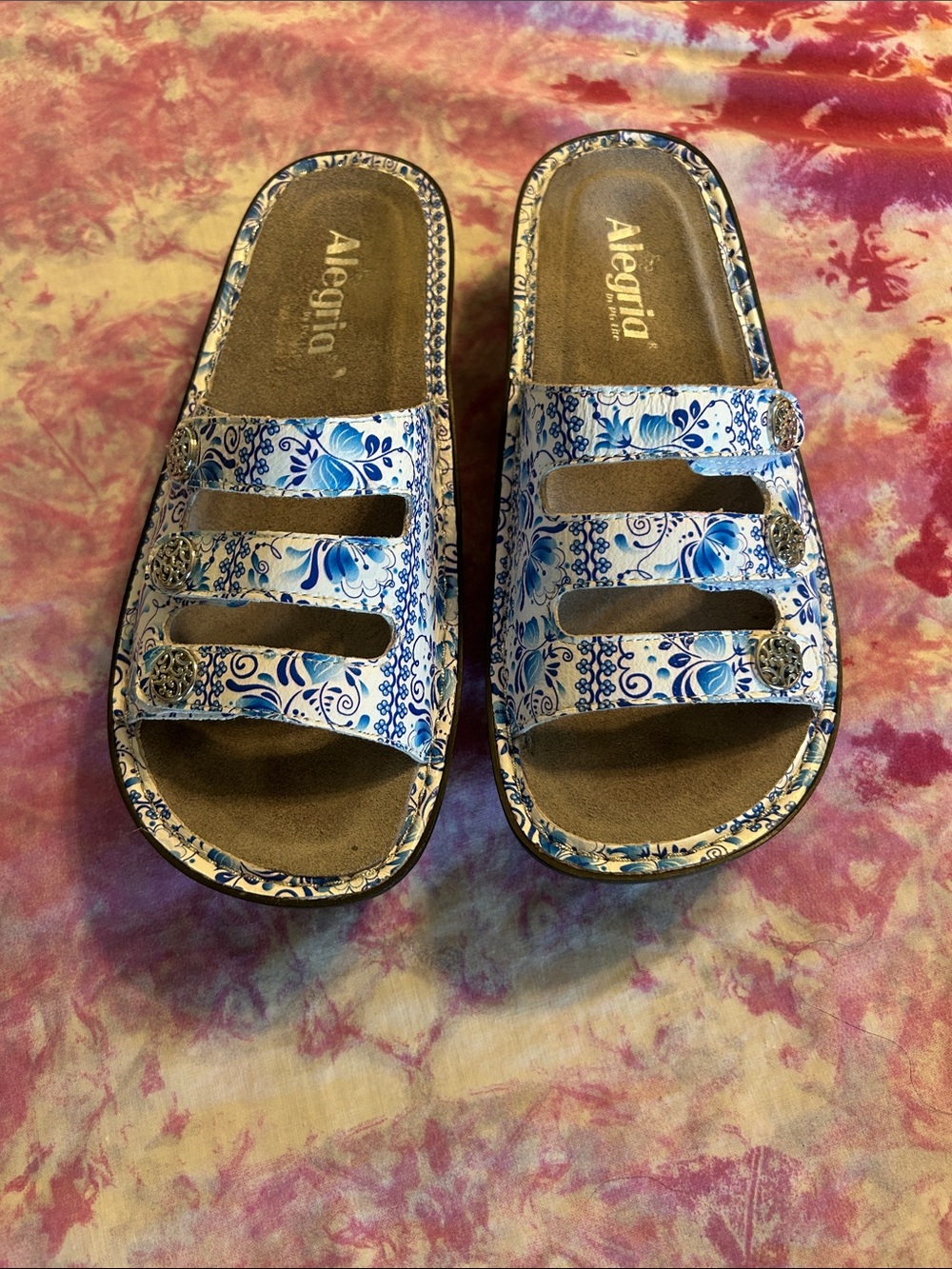 Alegria Fiona blue floral slip on size 38